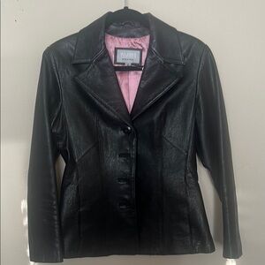 #29 Wilsons Leather Black Fitted Blazer Leather Jacket